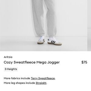 Aritzia Gray Cozy Sweatfleece Mega Jogger